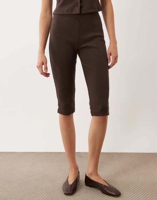 Miss Selfridge capri pant co-ord in chocolate brown, 2 of 5
