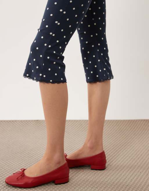 Miss Selfridge capri pants in navy polka dot print (part of a set), 3 of 5
