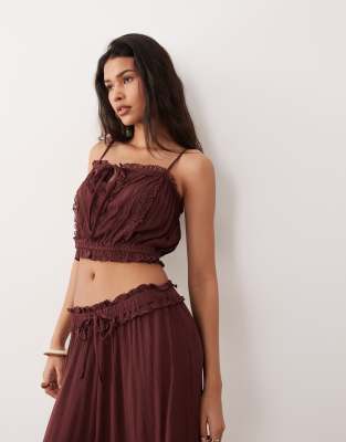Caraco d'ensemble à broderies - Marron-Brown 46