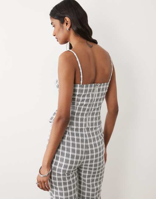 Miss Selfridge - Caraco d'ensemble ajusté à carreaux vichy brodés, 4 de 4