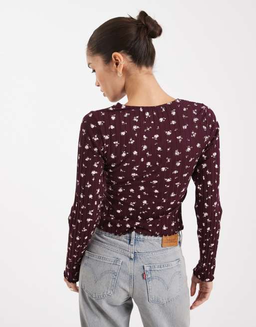 Miss Selfridge - Cardigan a coste con stampa a fiorellini, 2 di 4