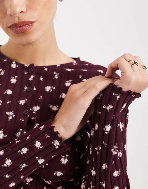 Miss Selfridge - Cardigan a coste con stampa a fiorellini, 3 di 4