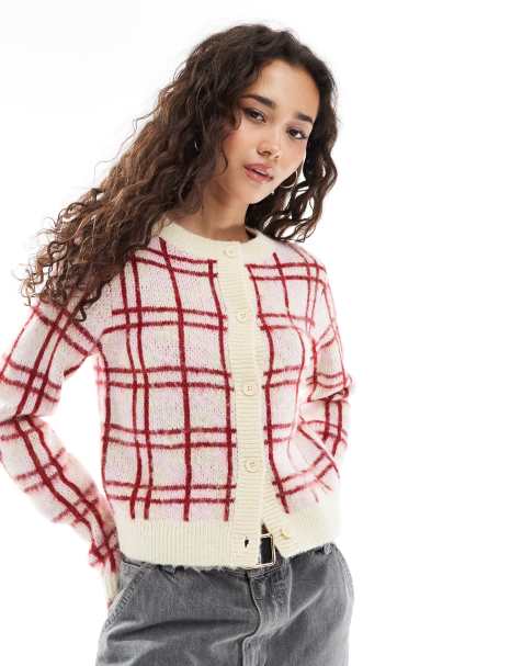 Miss Selfridge - Cardigan a quadri con bottoni - view 1