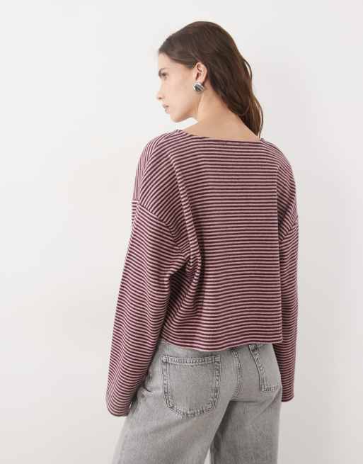 Miss Selfridge cardigan a righe rosa e prugna, 4 di 4