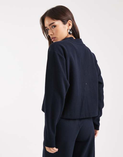 Miss Selfridge - Cardigan blu navy morbido a coste allacciato sul davanti, 3 di 4