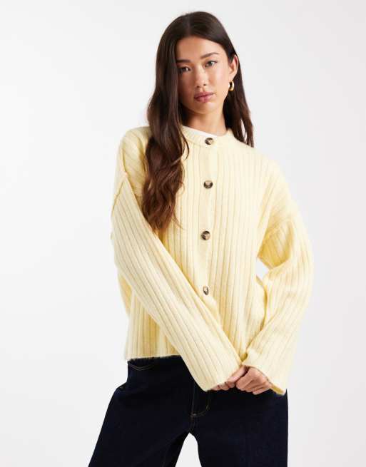 Miss Selfridge - Cardigan color latticello a coste oversize