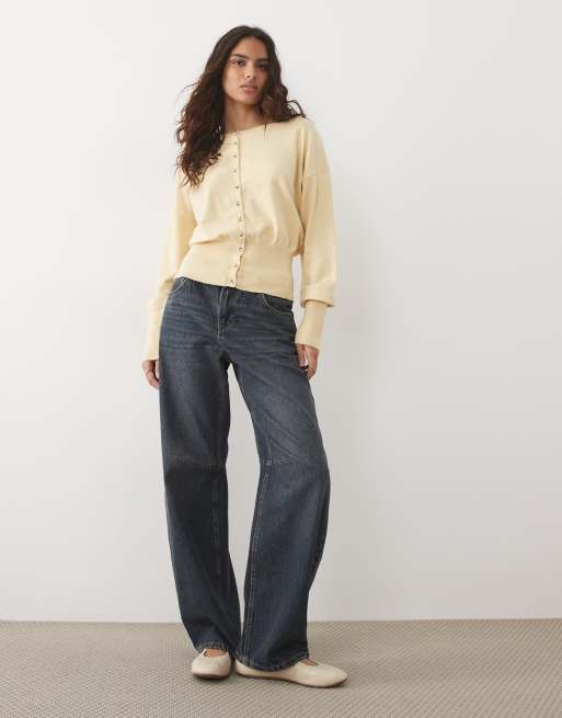 Miss Selfridge cardigan con vita stretta color giallo burro, 2 di 4