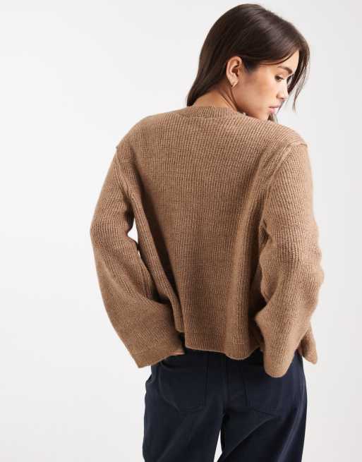 Miss Selfridge - Cardigan fil-à-fil color cammello, 4 di 4