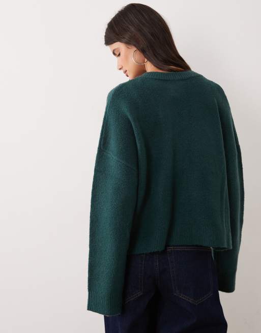 Miss Selfridge cardigan girocollo con tasca in verde bosco, 4 di 4