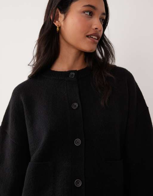 Miss Selfridge cardigan girocollo con taschino nero, 4 di 4