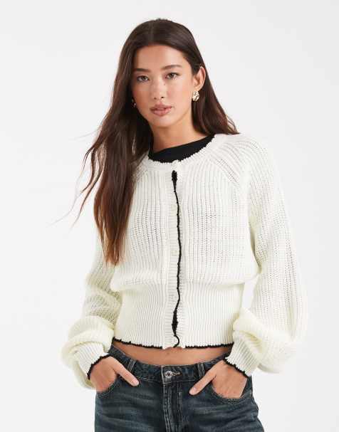 Miss Selfridge - Cardigan in maglia color crema con impunture - view 1