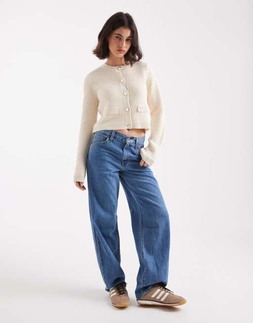 Miss Selfridge - Cardigan in maglia color latticello, 3 di 4
