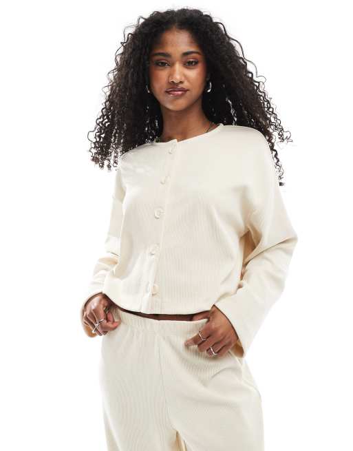 Miss Selfridge - Cardigan morbido color avorio a coste