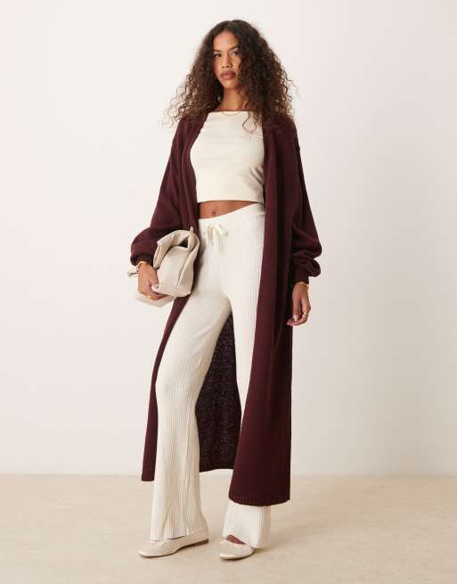 Miss Selfridge - Cardigan taglio lungo bordeaux