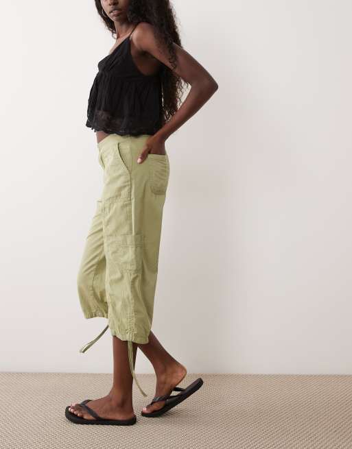 Miss Selfridge cargo capris in sage, 2 of 5