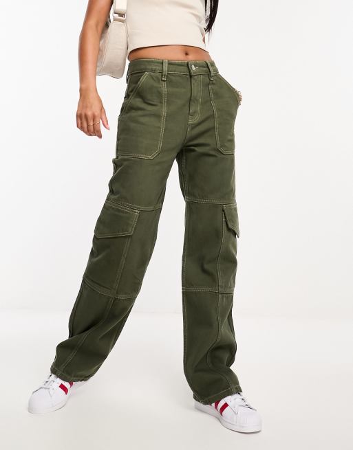 Miss Selfridge cargo jean in khaki | ASOS