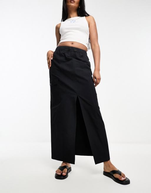 Miss Selfridge cargo pocket maxi skirt in black | ASOS