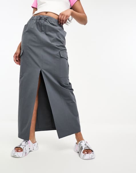 Miss Selfridge cargo pocket maxi skirt in charcoal - view 1
