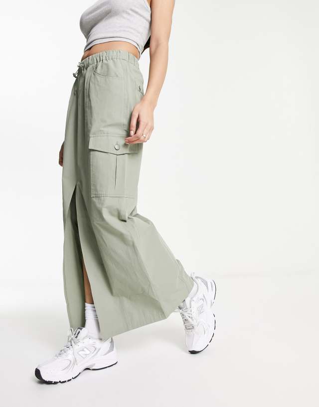 Miss Selfridge - cargo pocket maxi skirt in khaki