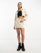 Satin utility mini skirt with buckle belt hotsell