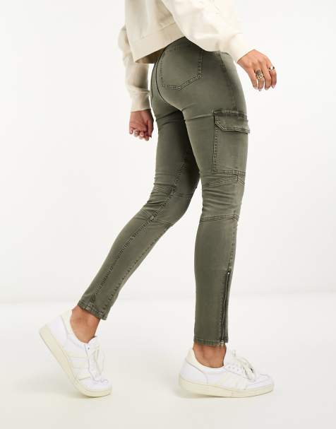 Khaki green jeans clearance womens