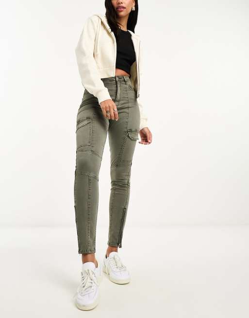 Cargo skinny hot sale jeans womens