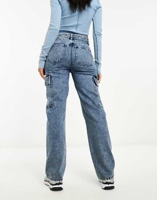 Miss Selfridge - Cargojeans met rechte pijpen in blauwe wassing, 3 van 5
