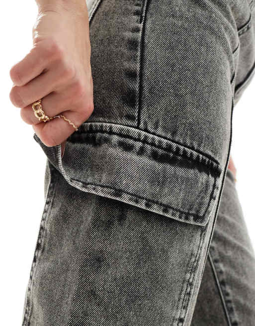 Miss Selfridge - Cargojeans met rechte pijpen in zwarte wassing, 2 van 5