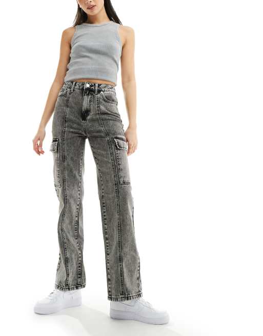 Miss Selfridge - Cargojeans met rechte pijpen in zwarte wassing, 4 van 5