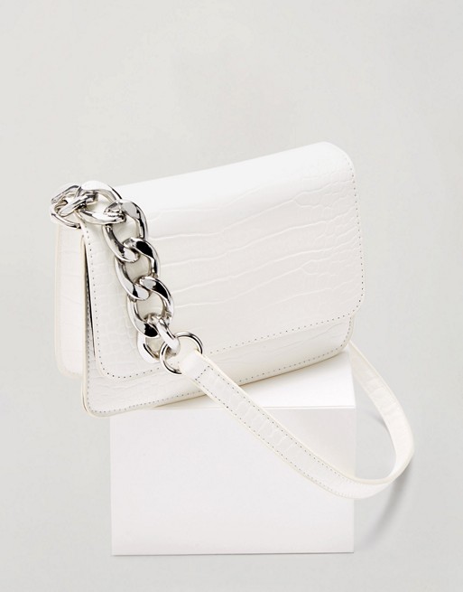 Miss Selfridge chain crossbody bag in white