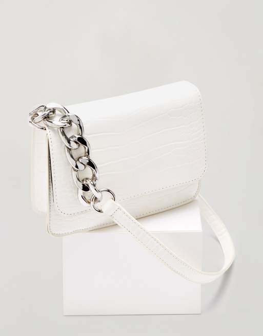 White bag outlet with silver chain