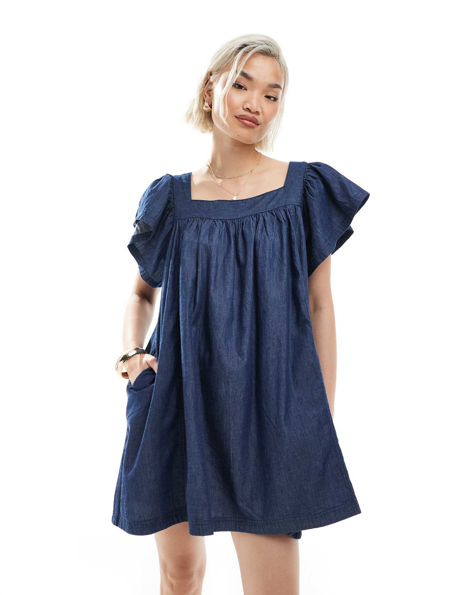 Мини-платье мисс Селфридж из шамбре цвета индиго