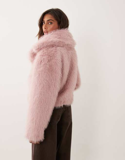 Miss Selfridge - chaqueta corta de piel sintética rosa, 4 de 4