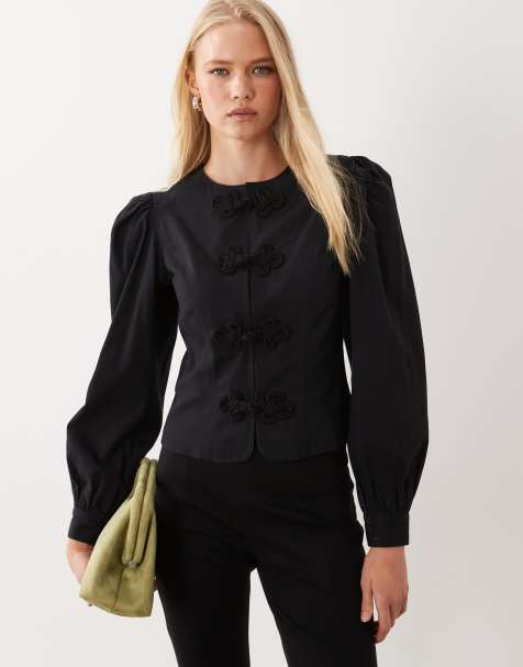 Miss Selfridge chaqueta de inspiración mandarín en negro - view 1