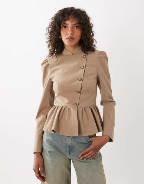 Miss Selfridge - Chaqueta militar asimétrica a rayas - view 1