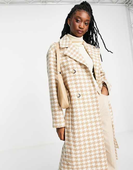 Miss Selfridge check houndstooth wrap coat ASOS