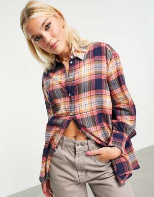 Miss Selfridge check shirt in multi-coloured check