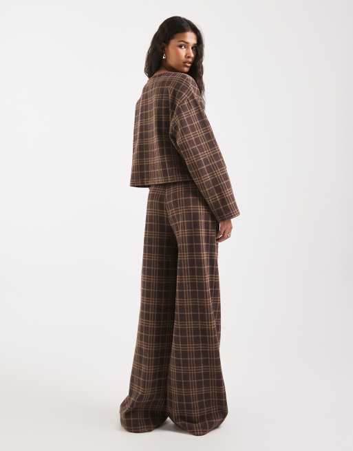 Miss Selfridge check soft rib wide leg trouser, 4 of 5
