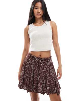 Miss Selfridge Cheesecloth Flippy Shorts In Brown