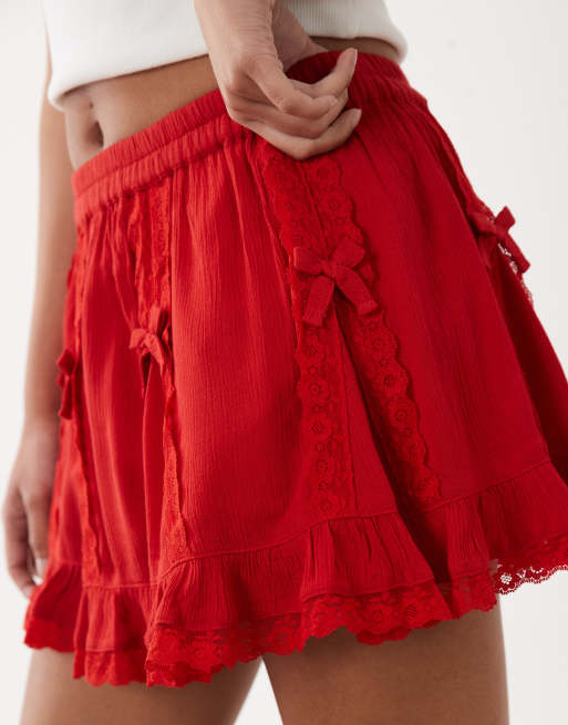 Miss Selfridge cheesecloth mini skirt with bows, 4 of 5