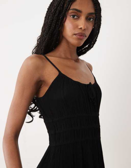 Miss Selfridge cheesecloth mini sun dress in black, 3 of 4