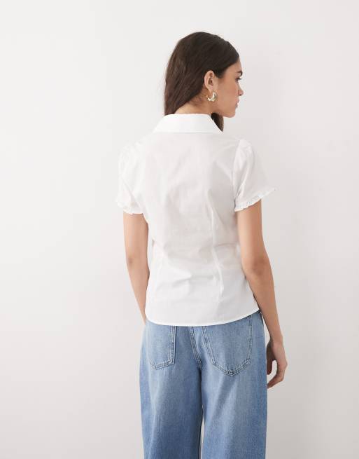 Miss Selfridge - Chemise ajustée à volants - Blanc, 2 de 4