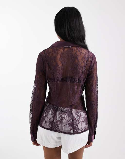 Miss Selfridge - Chemise ajustée en dentelle, 2 de 4