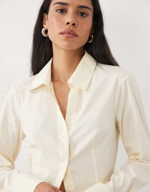Miss Selfridge - Chemise ajustée en popeline - Babeurre, 2 de 4