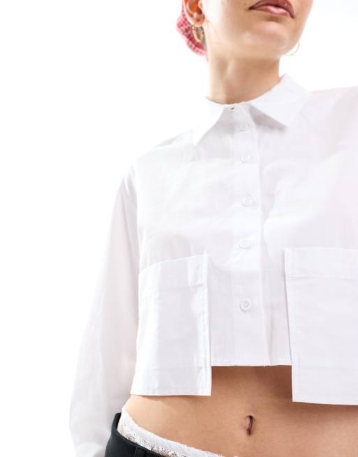 Miss Selfridge - Chemise courte en popeline à poches tombantes - Blanc, 2 de 4