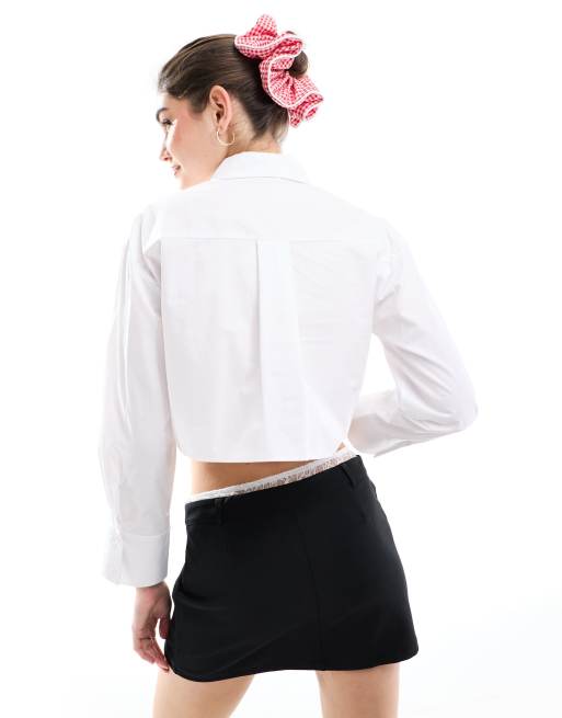 Miss Selfridge - Chemise courte en popeline à poches tombantes - Blanc, 4 de 4