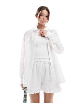 Chemise Femme Miss Selfridge Blanche Brodée - Manches Cloche - Taille 6 - Occasion Très Bon État