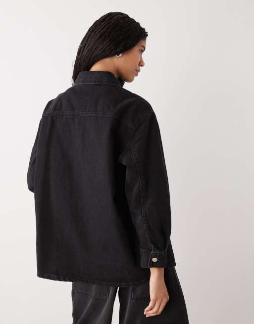 Miss Selfridge - Chemise en jean décontractée à manches longues - Noir délavé, 2 de 4