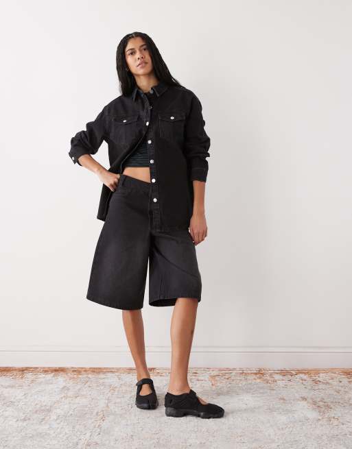 Miss Selfridge - Chemise en jean décontractée à manches longues - Noir délavé, 3 de 4