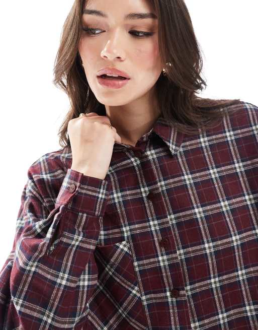 Chemise Femme à Carreaux Miss Selfridge - Taille 8, Manches Longues, Viscose/polyester, Occasion Très Bon état